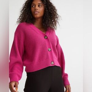 H&M Fuchsia Button-Up Cardigan